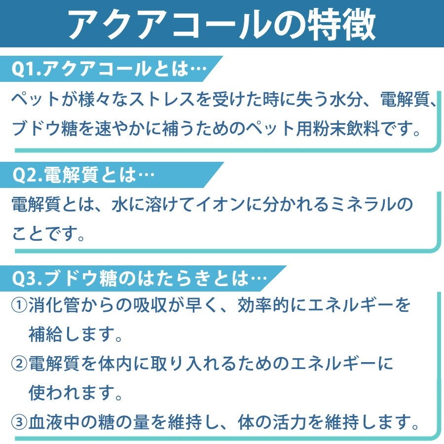 犬 サプリメント｜イオンバランス粉末飲料 アクアコール｜電解水 水分