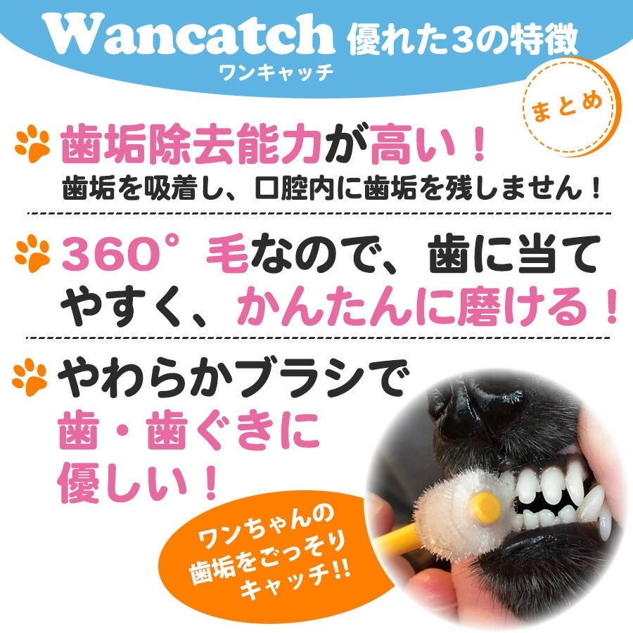 ペット 歯ブラシ｜ワンキャッチ Sサイズ｜360°毛・歯垢ケア