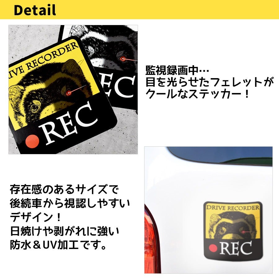 オリジナルフェレットステッカー カーステッカーシリーズ～ドラレコ